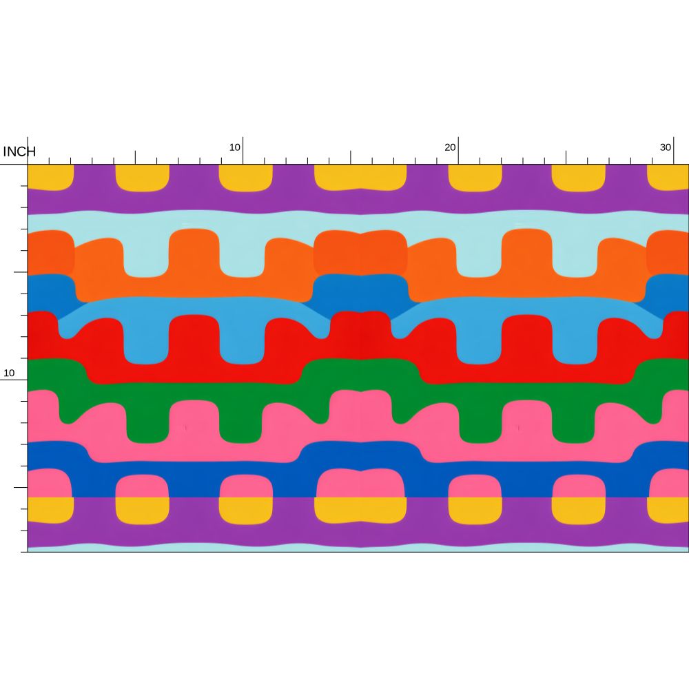 Retro 70s Geometric Wave Bauhaus Inspired Fabric Printing