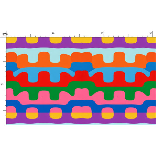 Retro 70s Geometric Wave Bauhaus Inspired Fabric Printing
