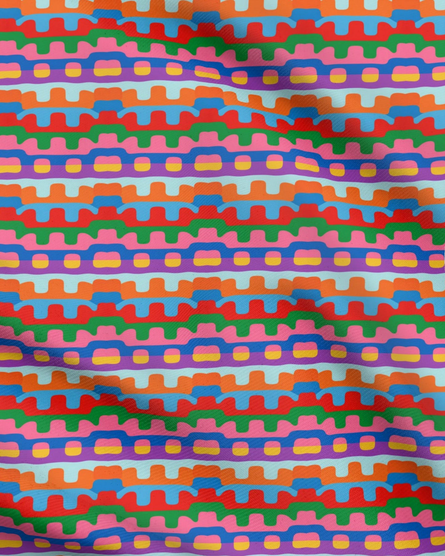 Retro 70s Geometric Wave Bauhaus Inspired Fabric Printing