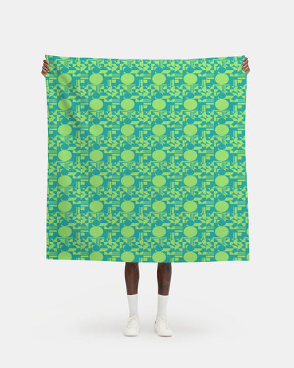 Minimalist Inspired  Bauhaus Geometric Teal Lime Fabric Printing