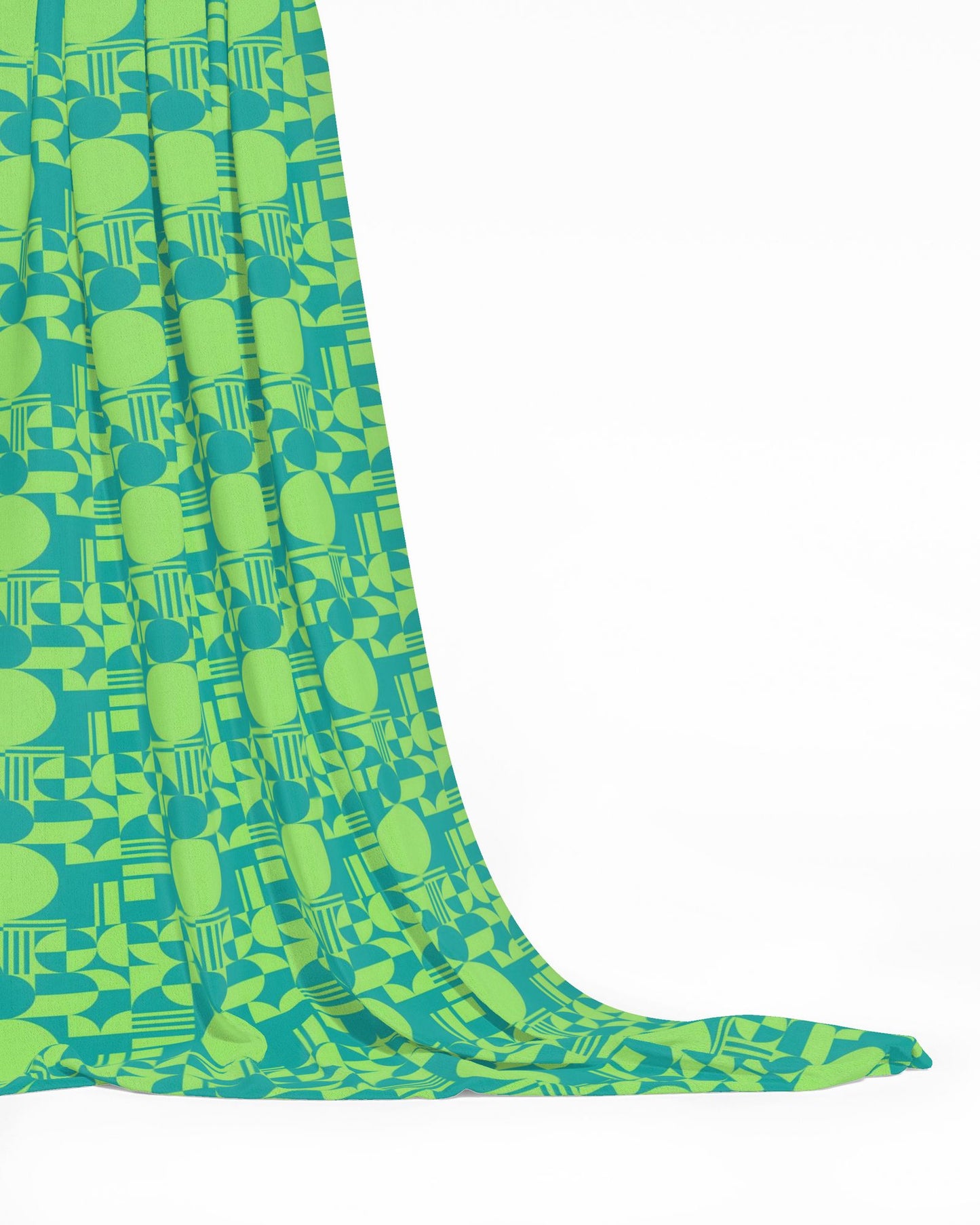 Minimalist Inspired  Bauhaus Geometric Teal Lime Fabric Printing