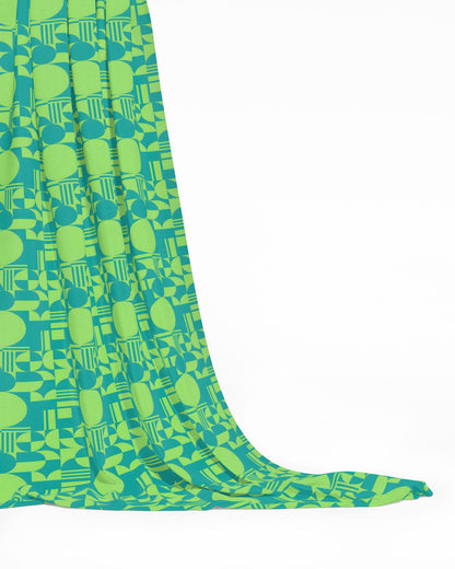 Minimalist Inspired  Bauhaus Geometric Teal Lime Fabric Printing