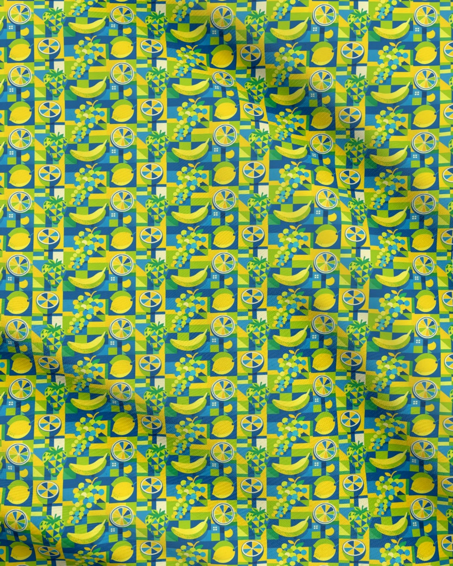 Mid Century Geometric Fruit Mosaic Fabric Printing