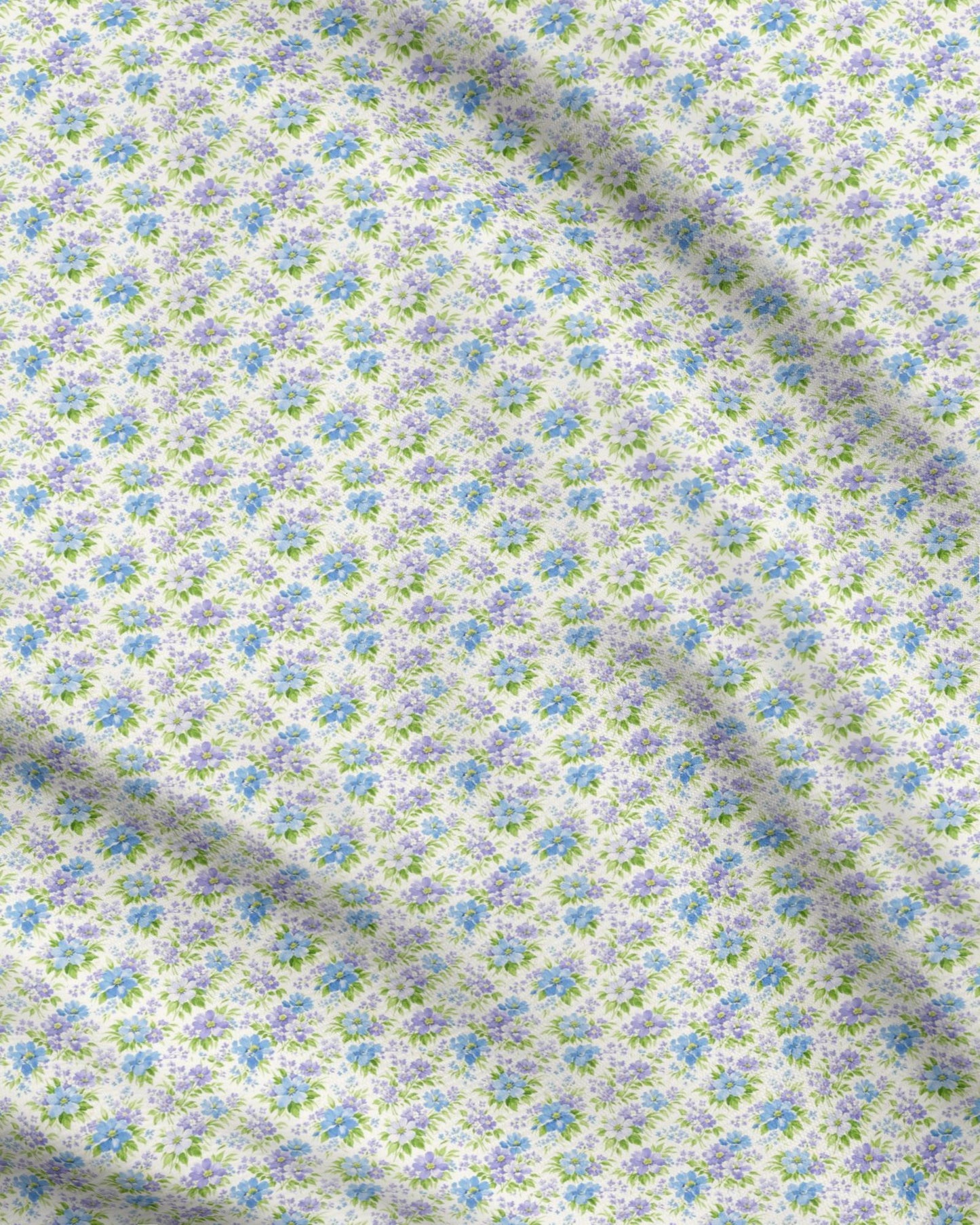 Vintage Shabby Chic Blue Floral Inspired Fabric Printing
