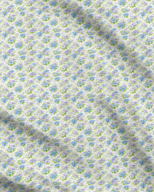 Vintage Shabby Chic Blue Floral Inspired Fabric Printing