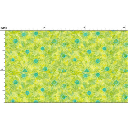 Watercolor Lime Green Daisy Fabric Printing