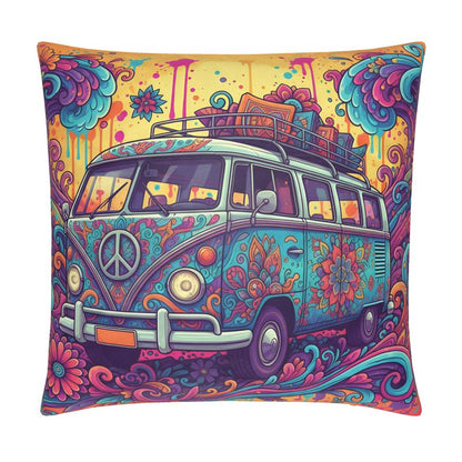 Psychedelic Woodstock Hippie Van Pillow Covers