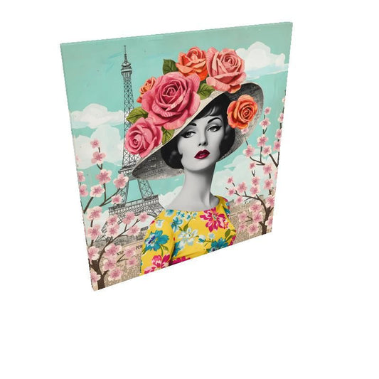 Vintage Paris Fashion Rose Collage Inspired Custom Size Canvas