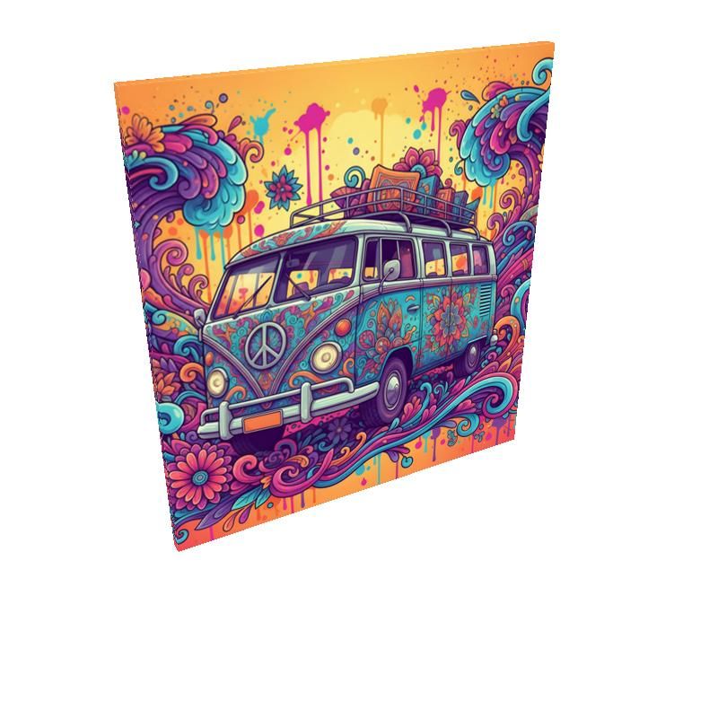 Psychedelic Woodstock Hippie Van Custom Size Canvas