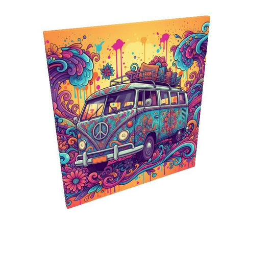 Psychedelic Woodstock Hippie Van Custom Size Canvas