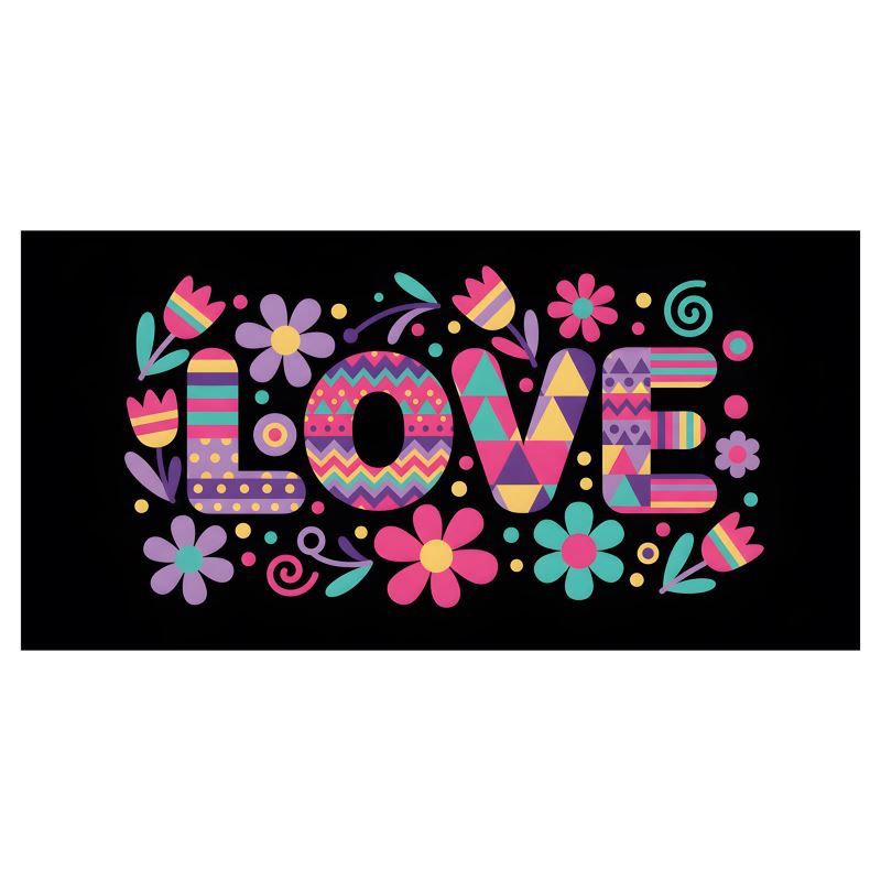 Groovy Hippie Love Floral Folk Art Inspired Custom Sized Art Prints