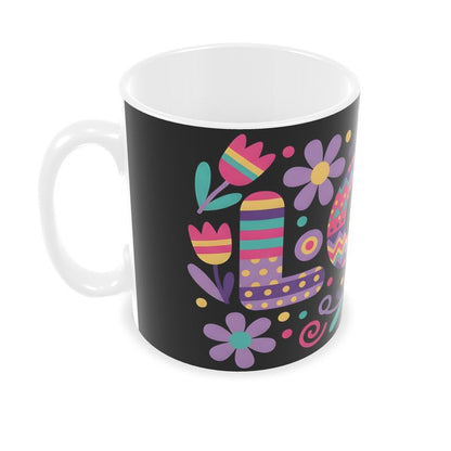 Neon Love Tribal Pattern  Vibrant Boho Typog Builders Mugs