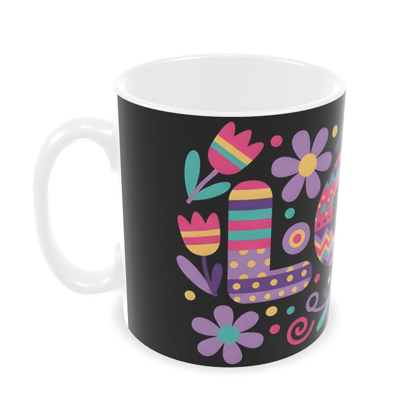 Neon Love Tribal Pattern  Vibrant Boho Typog Builders Mugs