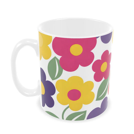 Retro 70s Floral Seamless Pattern – Vibrant Ditsy Flower Builders Mugs