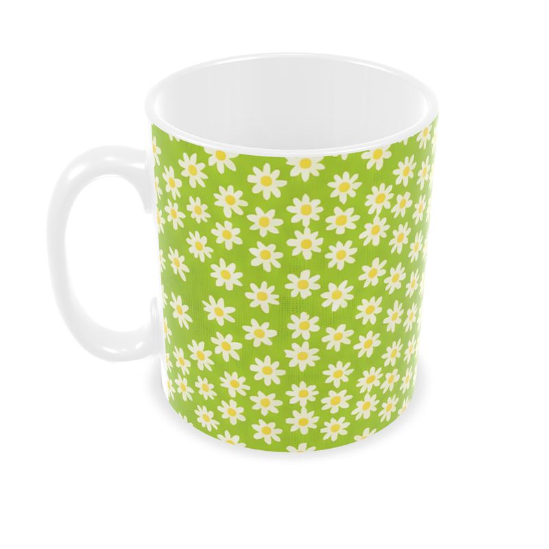 Retro Lime Green Daisy Builders Mugs