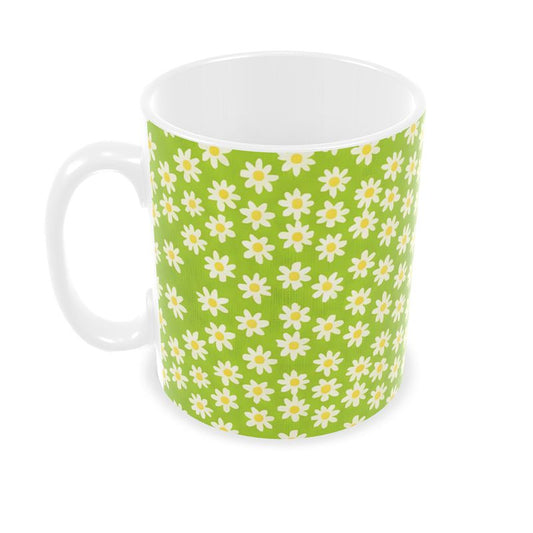Retro Lime Green Daisy Builders Mugs