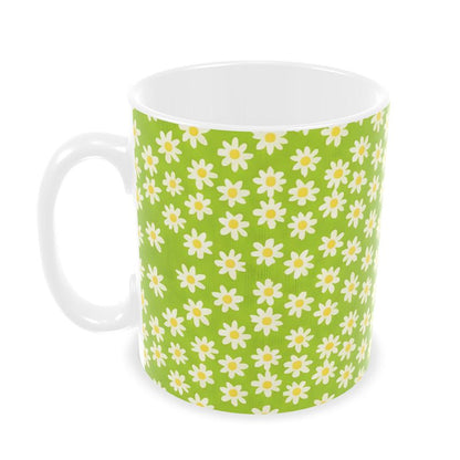 Retro Lime Green Daisy Builders Mugs