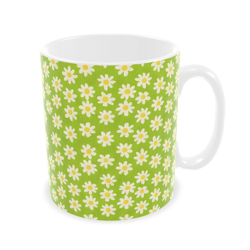 Retro Lime Green Daisy Builders Mugs