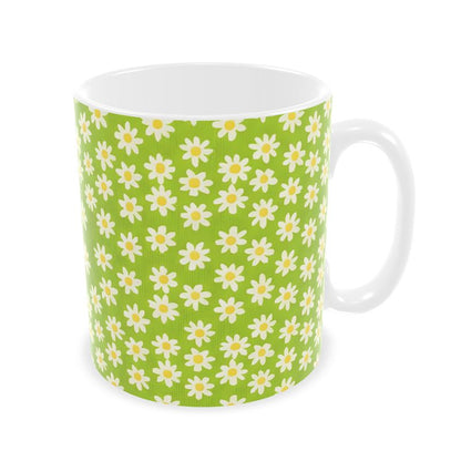 Retro Lime Green Daisy Builders Mugs