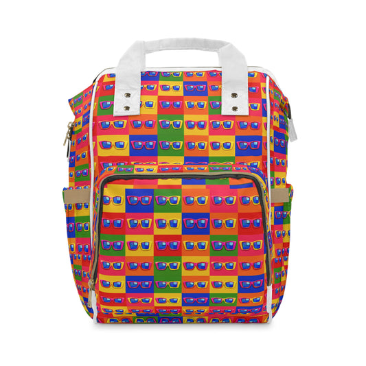 Colorful Sunglasses Pattern Diaper Backpack — Multifunctional Baby Travel Bag