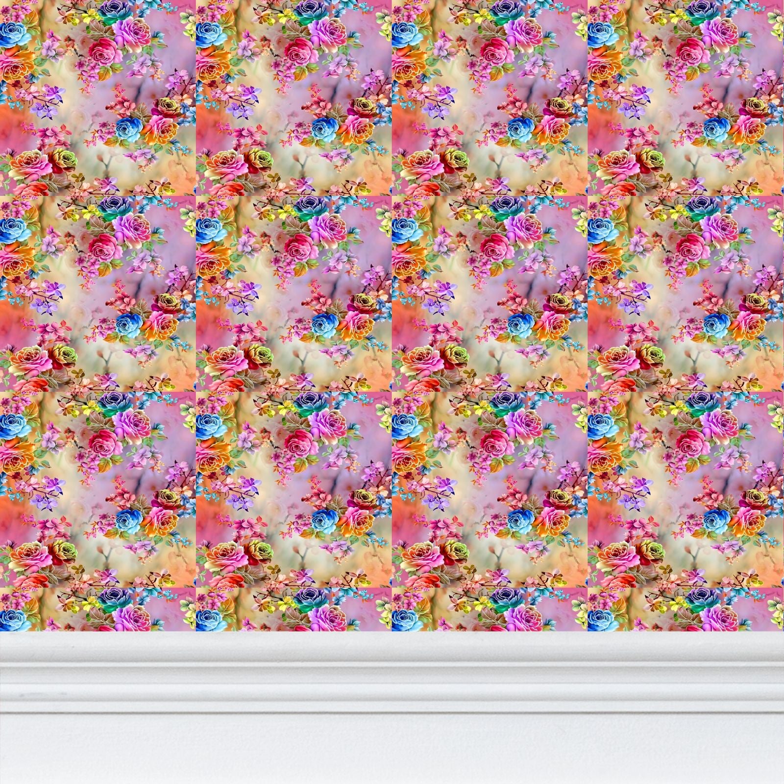 Watercolor Floral Roses Seamless   Repeat Pattern Wallpaper