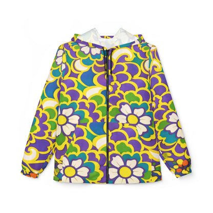 Retro Floral Windbreaker Jacket - Vibrant 70s-Inspired All-Over Print