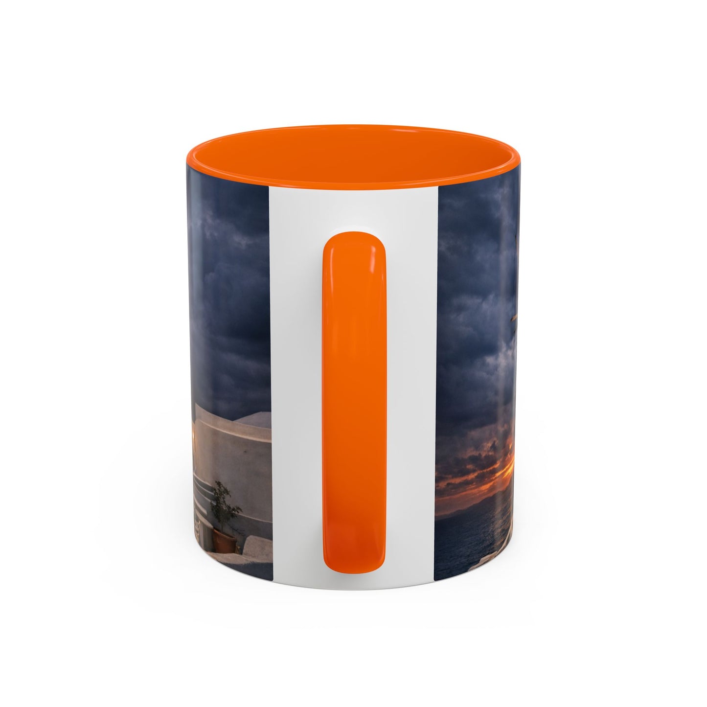Santorini Windmill Storm Coffee Mug | Dramatic Sky Greek Travel Gift