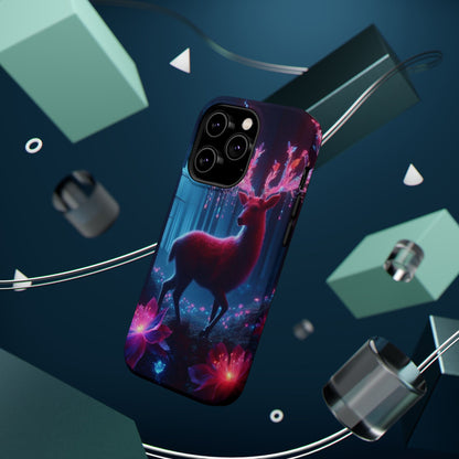 Magnetic Impact-Resistant Phone Case — Neon Fantasy Deer Forest Design