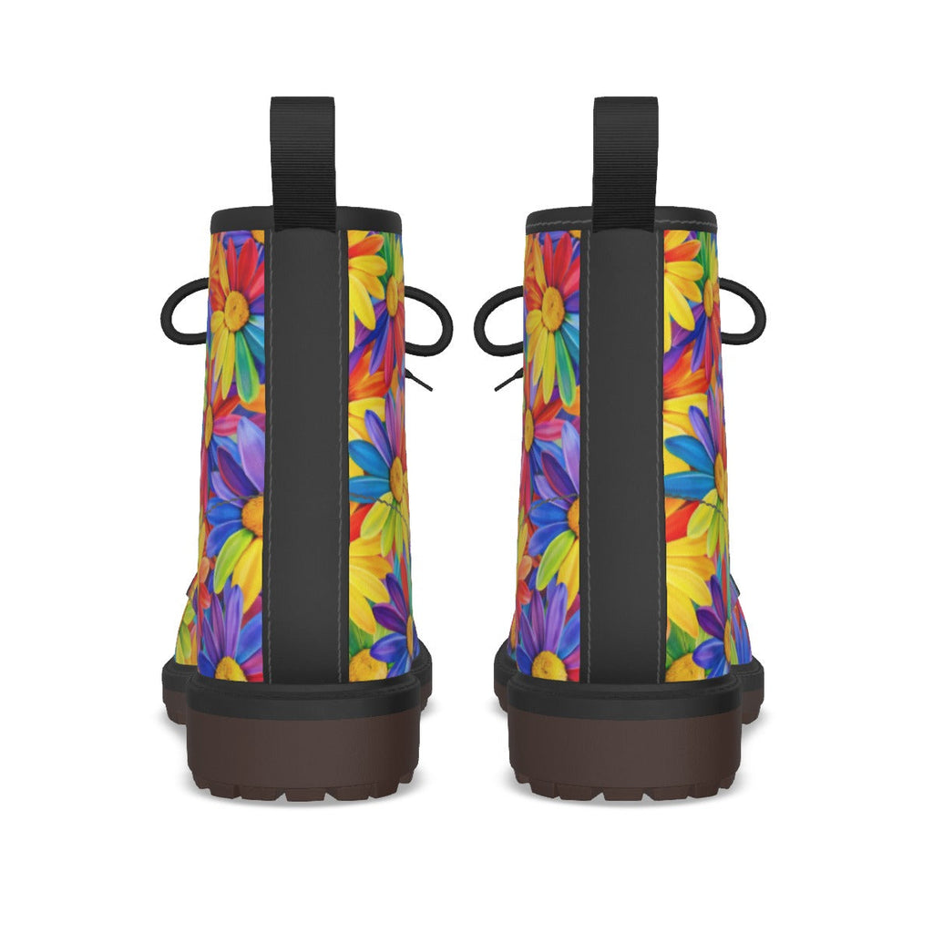 Rainbow Daisy Combat Boots