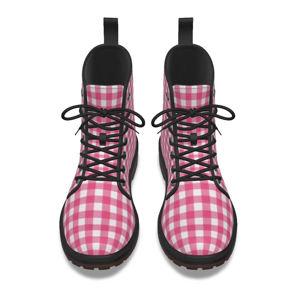 Pink Gingham Combat Boots