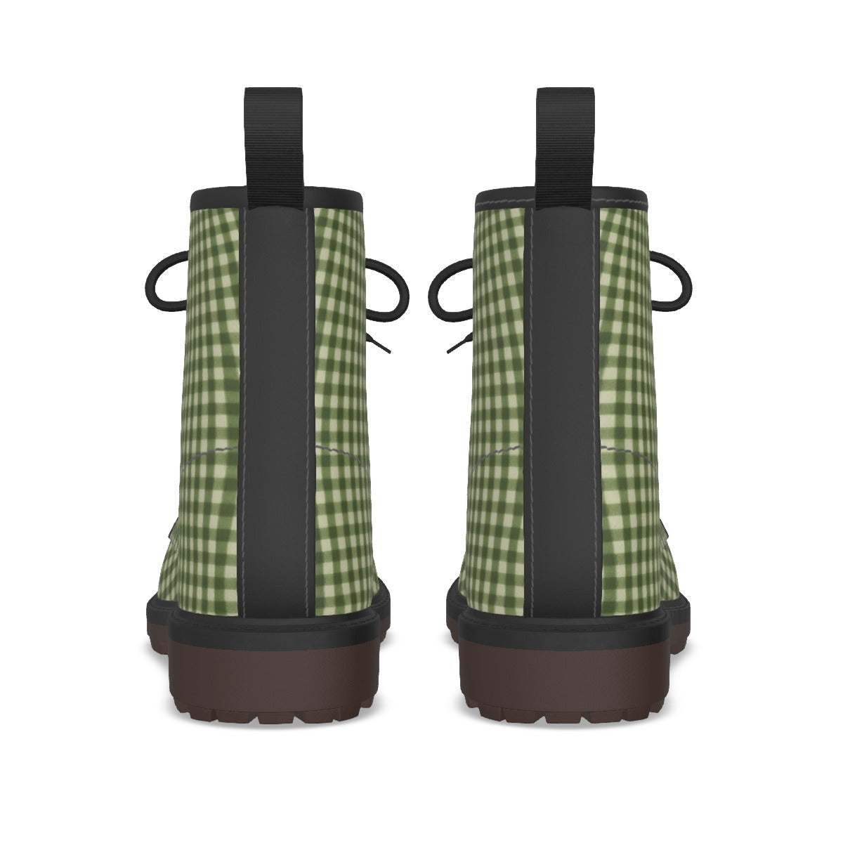 Olive Gingham Combat Boots
