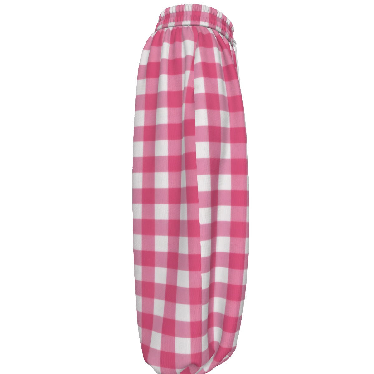 Pink Gingham Check Unisex Lantern Pants | Retro Barbie Plaid Print