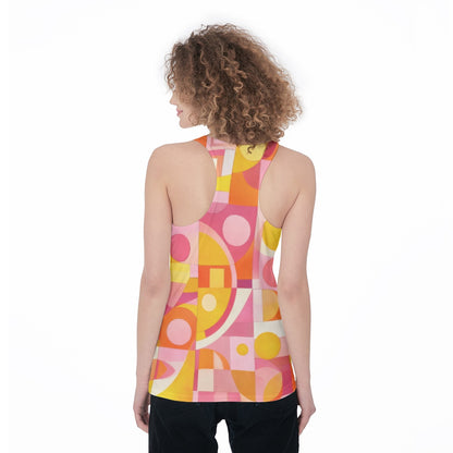 60s Geometric Abstract Racerback Tank Top All-Over Print Women's Racerback Tank Top