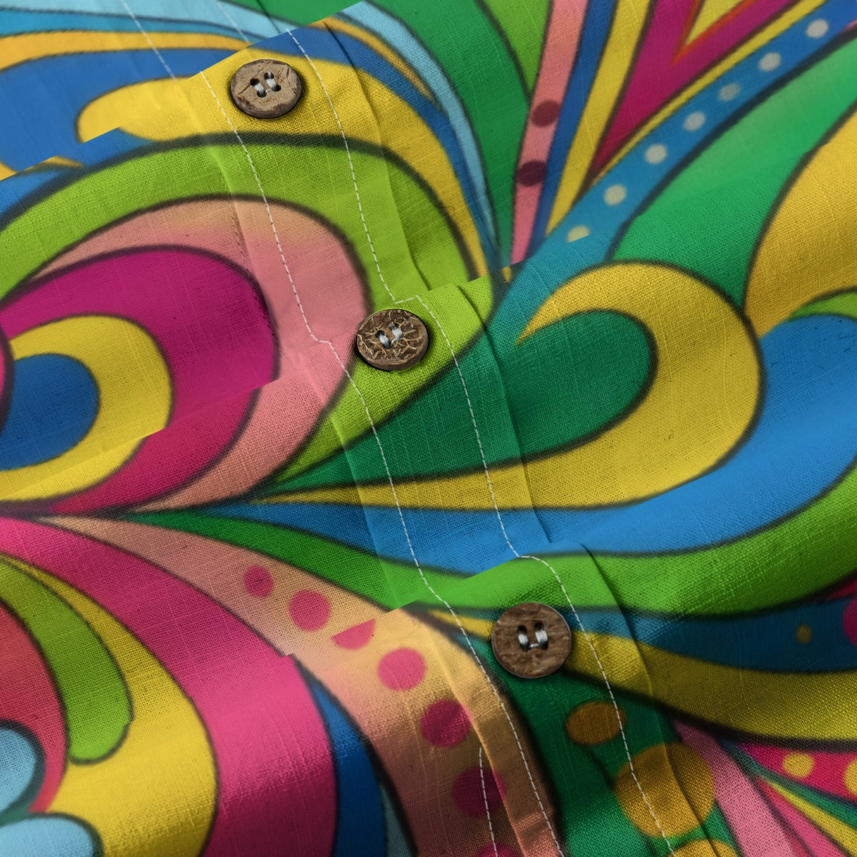 70s Psychedelic Paisley Men's Cotton Shirt | All-Over Print Beach Shirt