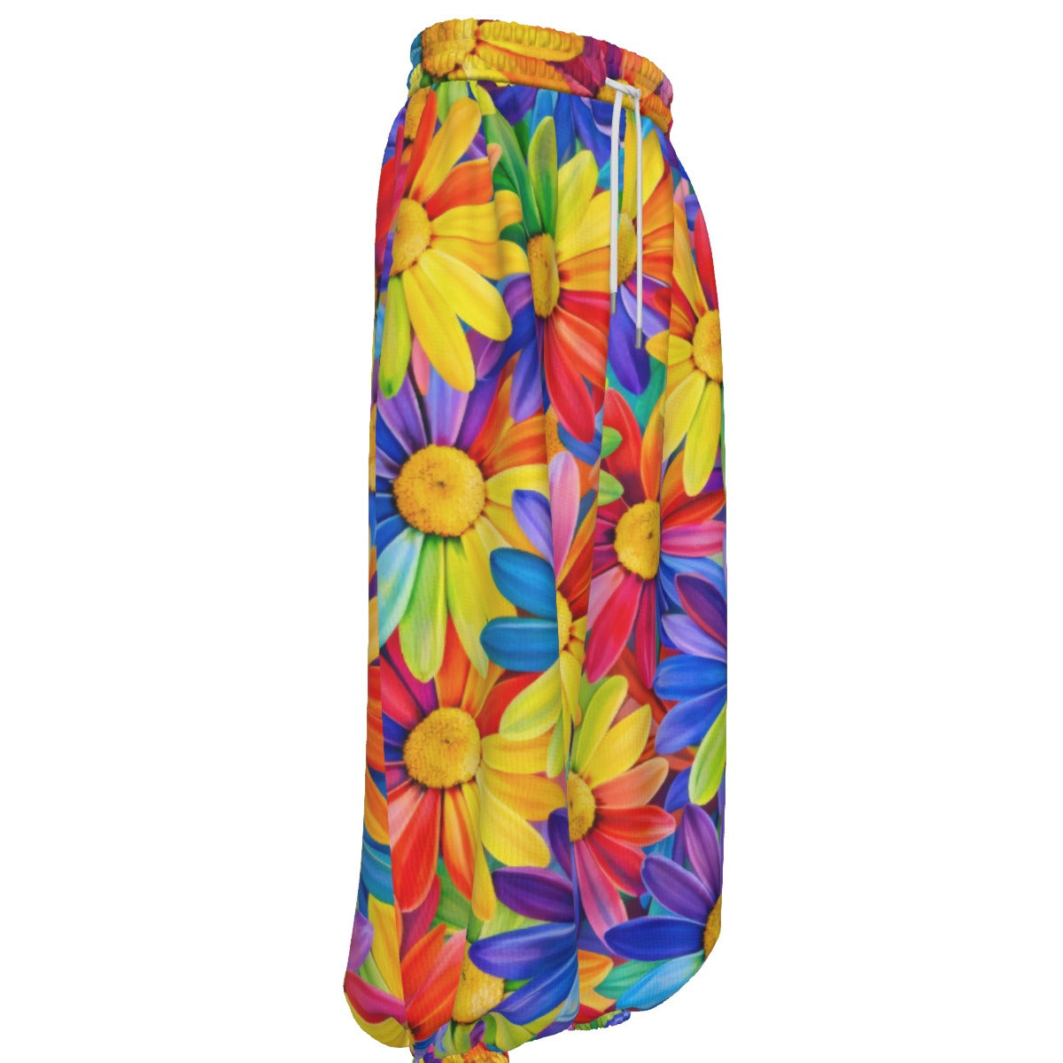 Rainbow Daisy Burst Unisex Lantern Pants | Colorful Sunflower Floral Print