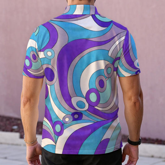 60s Mod Op-Art Circles Men's Polo Collar Jersey | All-Over Print