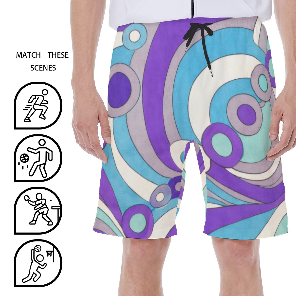 60s Mod Op-Art Circles Men's Beach Shorts | All-Over Print With Lining