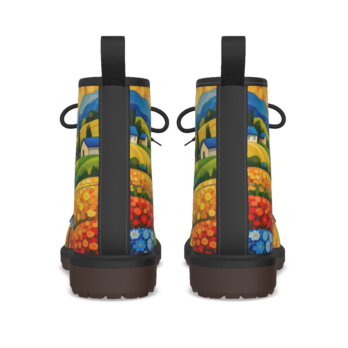 Colorful Landscape Lace-Up Boots