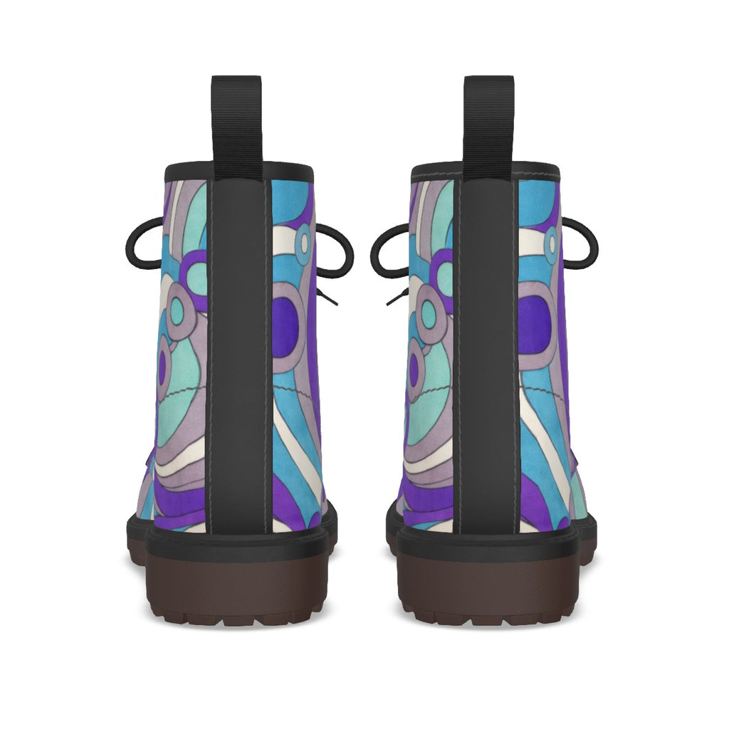Swirl Op-Art Lace-Up Boots