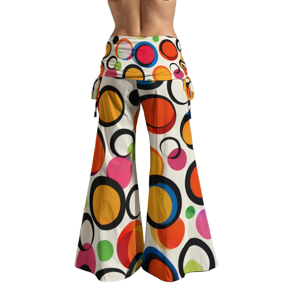 Mod Circles Op-Art Bell-Bottom Pants