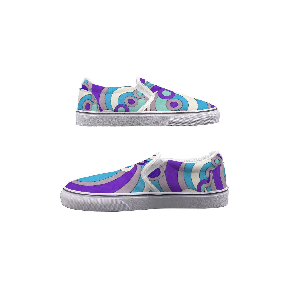 60s Mod Op-Art Circles Men's Slip On Sneakers | All-Over Print
