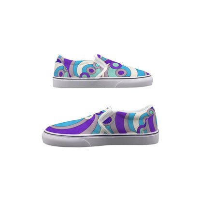 60s Mod Op-Art Circles Men's Slip On Sneakers | All-Over Print
