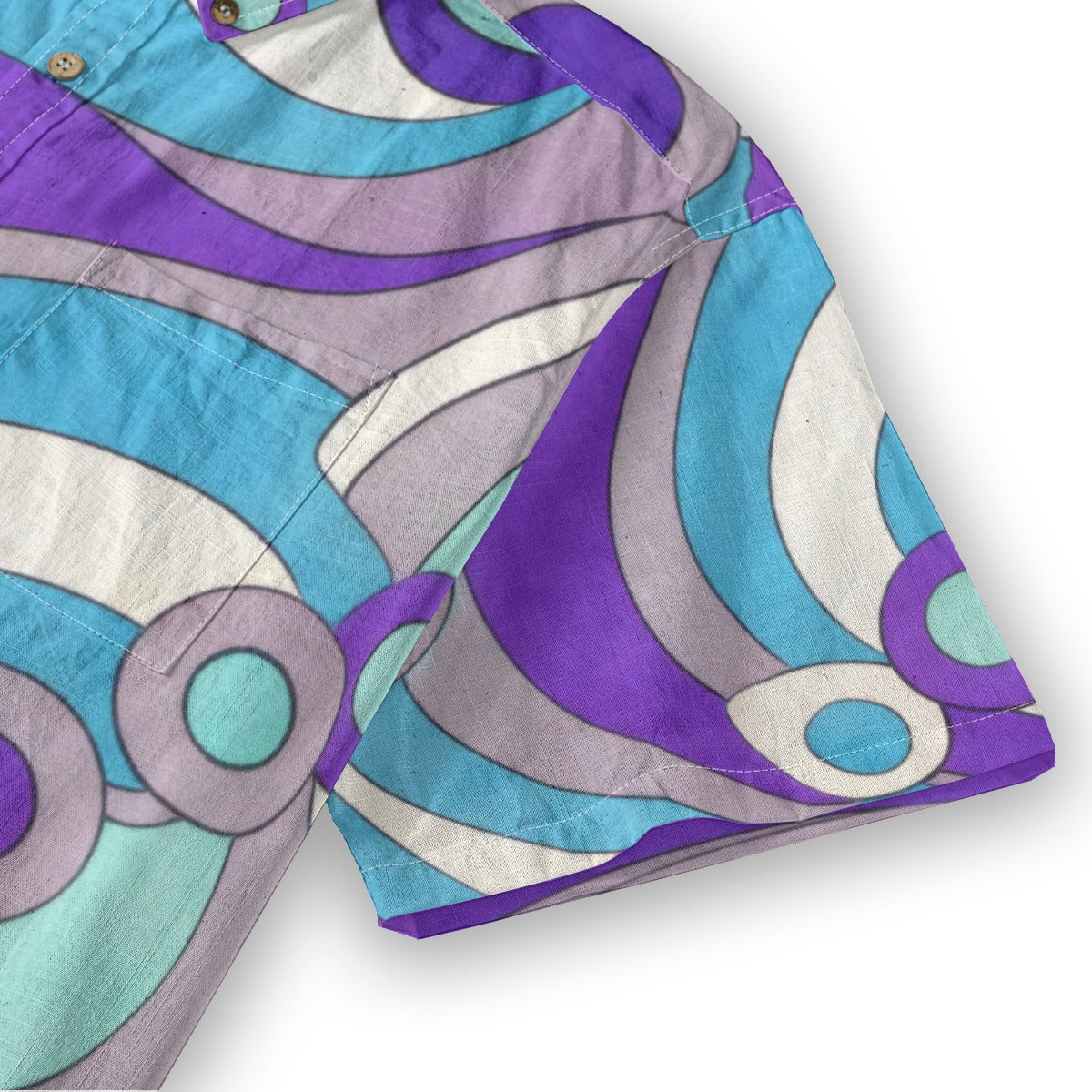 60s Mod Op-Art Circles Men's Cotton Shirt | All-Over Print Beach Shirt