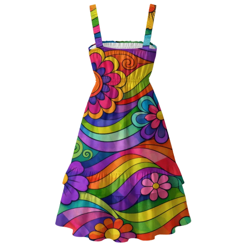 Rainbow Wave Flower Power Dress