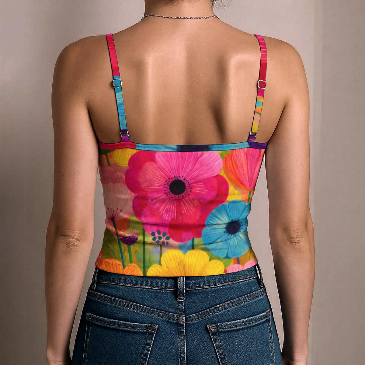 Boho Floral Garden Women's Spaghetti Strap Tank Top | All-Over Print
