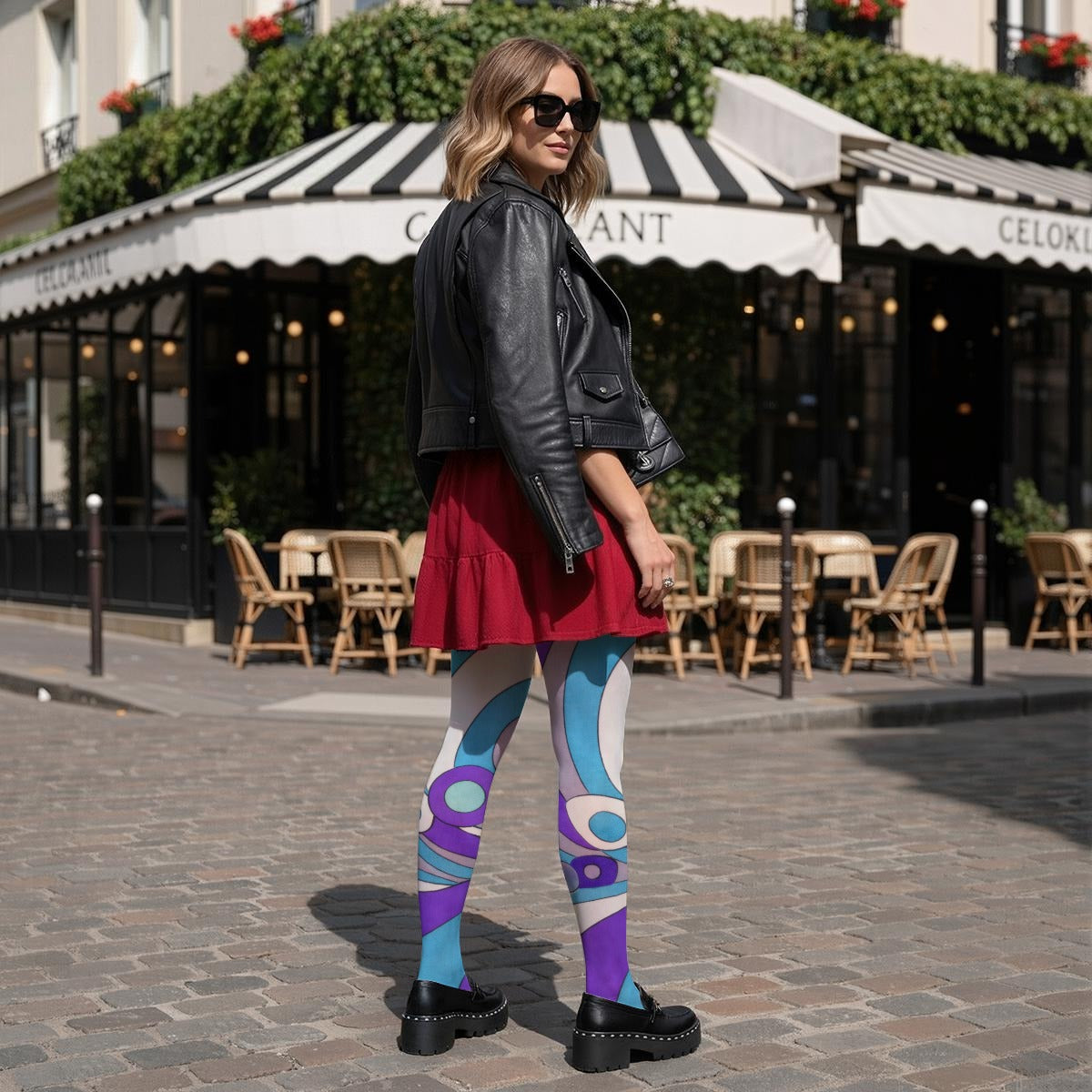 60s Mod Op-Art Circles Women's High-Stretch Tights | All-Over Print