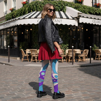 60s Mod Op-Art Circles Women's High-Stretch Tights | All-Over Print