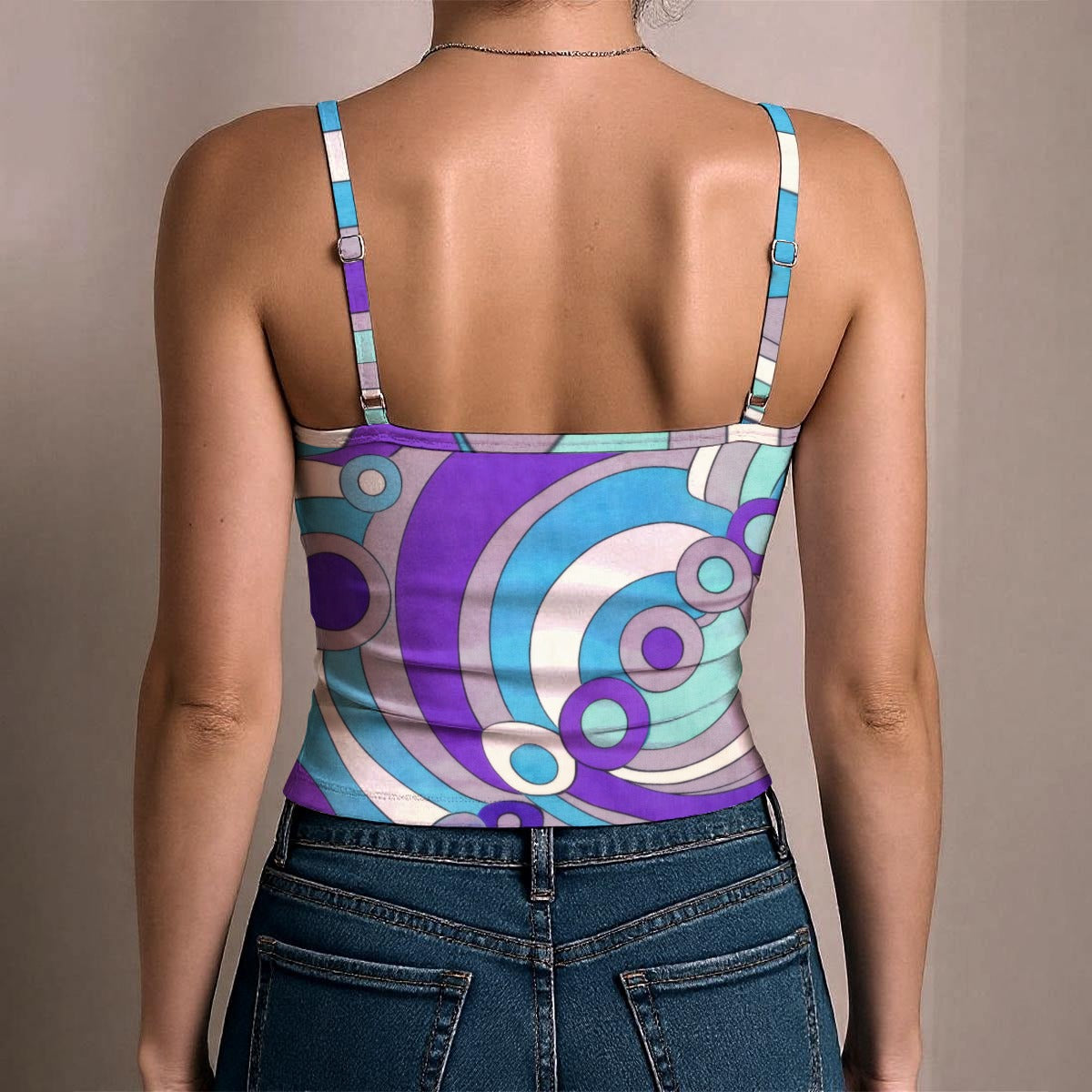 60s Mod Op-Art Circles Women's Spaghetti Strap Tank Top | All-Over Print