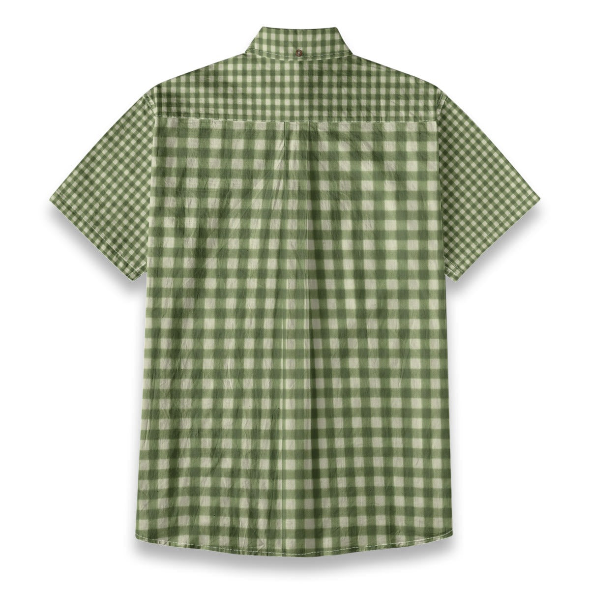 Green Gingham Check Hawaiian Shirt