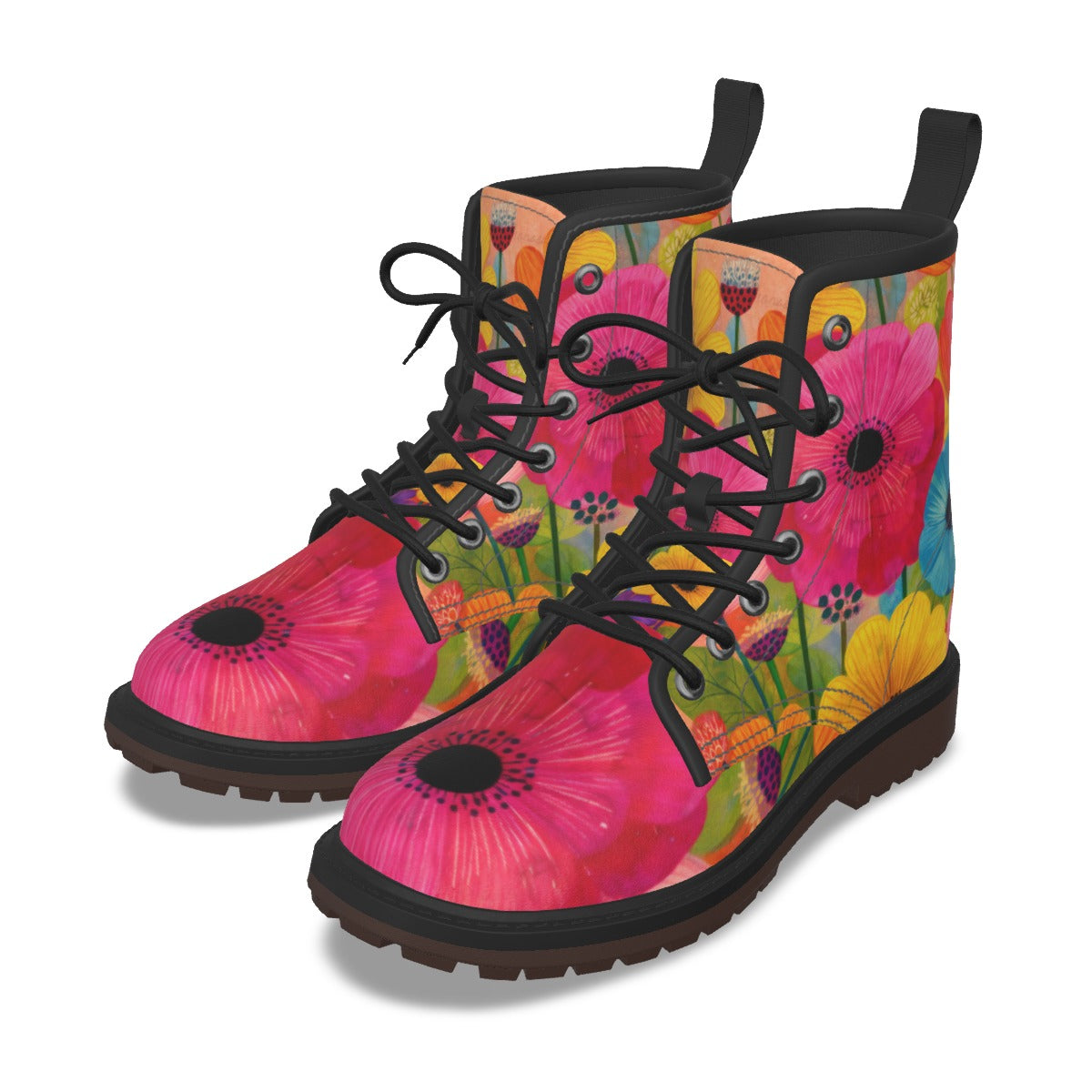 Bold Poppy Combat Boots